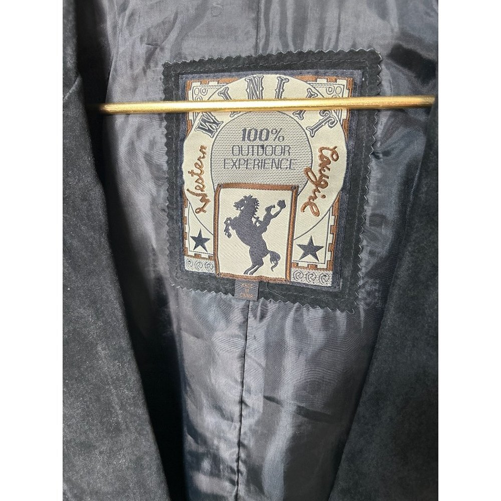 Western Cowgirl Vintage Womens Size Large Fringe Black Suede Jacket 100% Leather - Picture 4 of 11